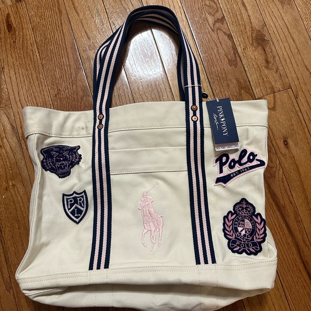 Ralph Lauren Pink Pony tote bag with patches